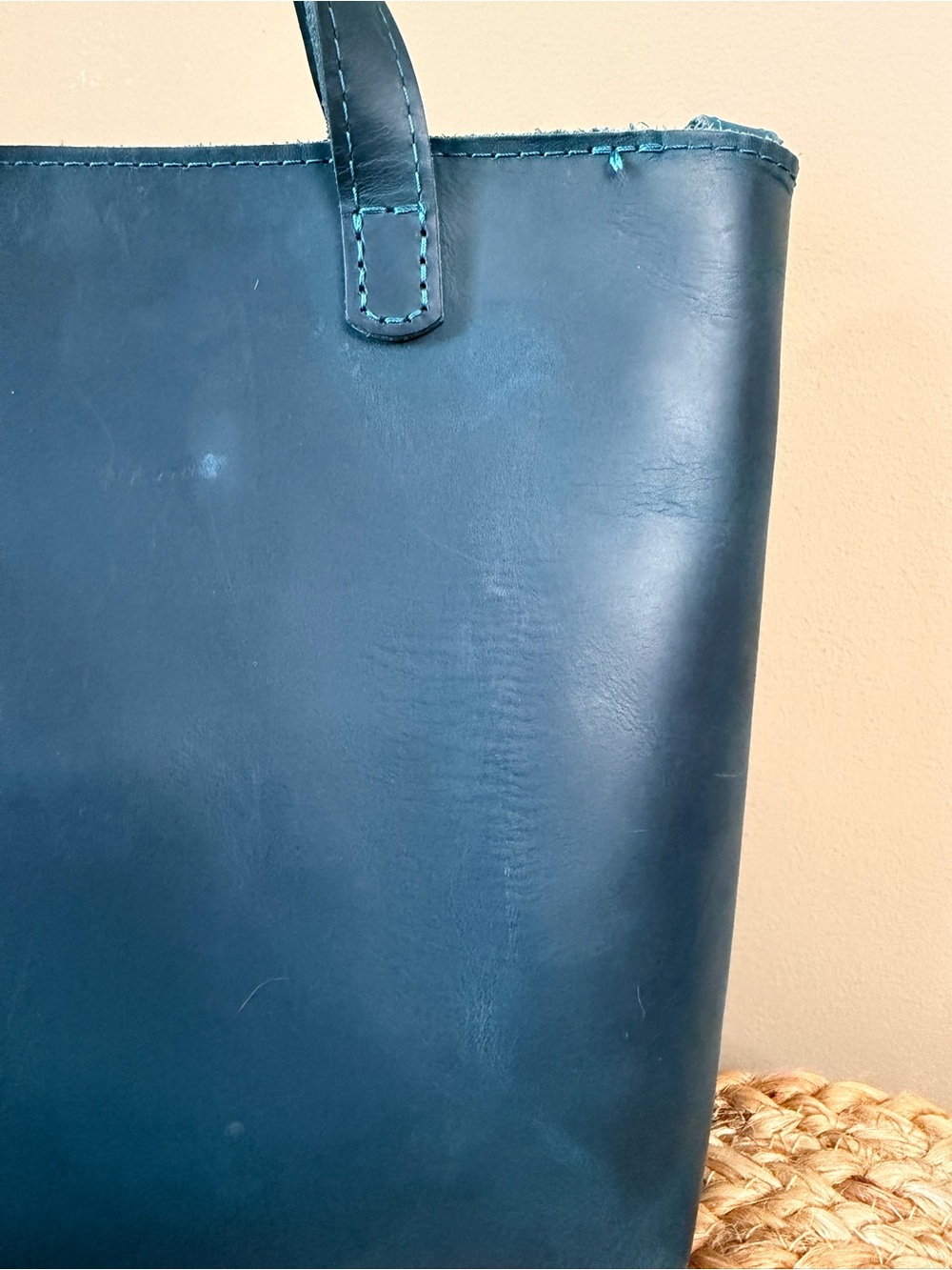 Portland Leather Goods Crossbody Tote in Westward Blue w/ Gray Canvas Organizer - Picture 8 of 15